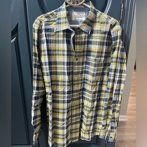 Nautica Men's Casual Plaid Shirt - Navy and Yellow